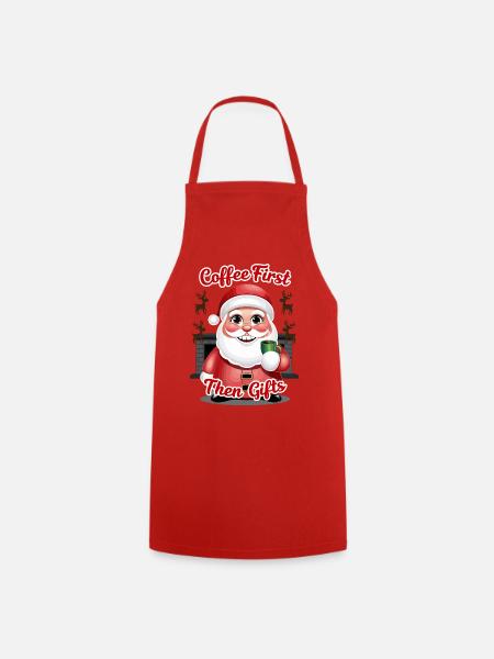 Weihnachtsmann mit Kaffee - Kochschürze - Rot