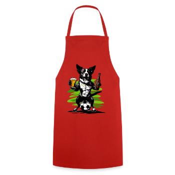 Hund mit Fußball und Bier Fußball Fan - Kochschürze - Rot - Vorne - AI Model Male 185 dark (185cm)