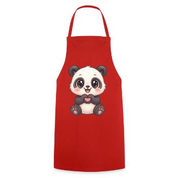 Cute panda with heart hands - Cooking Apron - red - Front - AI Model Male 185 dark (185cm)