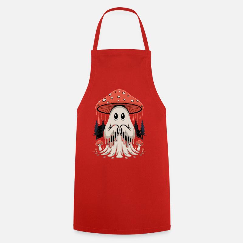 Ghost mushroom with forest magic - Cooking Apron - red