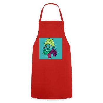 Mascotte graffiti néon - Tablier de cuisine - rouge - Devant - AI Model Male 185 dark (185cm)