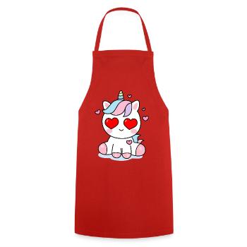 Love Unicorn Kawaii – Cute Heart Design - Cooking Apron - red - Front - AI Model Male 185 dark (185cm)