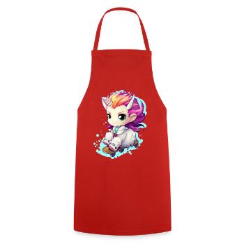Rainbow Unicorn on skateboard - Cooking Apron - red - Front - AI Model Male 185 dark (185cm)