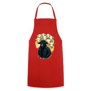 Black Sheep Nonconformist in Leather Jacket - Cooking Apron - red - Front - AI Model Male 185 dark (185cm)