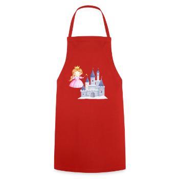 Princess in front of snow castle - Cooking Apron - red - Front - AI Model Male 185 dark (185cm)