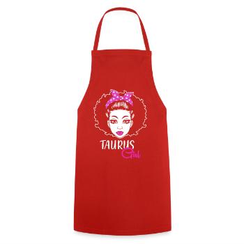 Zodiac sign Taurus - Cooking Apron - red - Front - AI Model Male 185 dark (185cm)