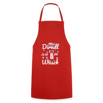 - Mei Dirndl is in da Wäsch -Dirndl - Kochschürze - Rot - Vorne - AI Model Male 185 dark (185cm)