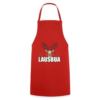 Lausbua Hirsch Lederhosen - Kochschürze - Rot - Vorne - AI Model Male 185 dark (185cm)