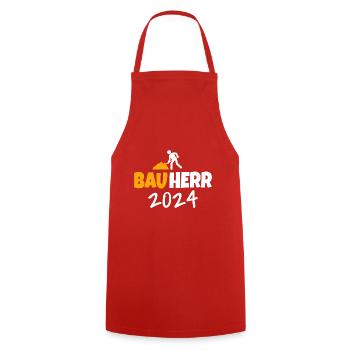 Bauherr 2024 Hausbau Neubau Baustelle Richtfest - Kochschürze - Rot - Vorne - AI Model Male 185 dark (185cm)