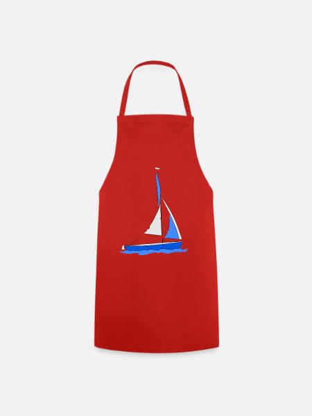 Segelboot im Wasser Blau - Kochschürze - Rot