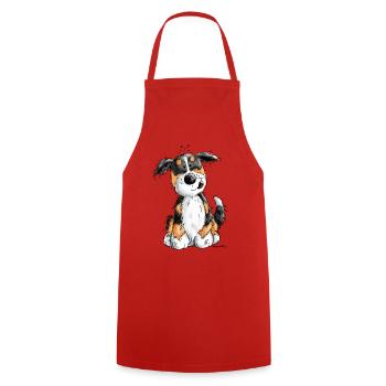 Kleiner Berner Sennenhund - Cartoon - Geschenk - Kochschürze - Rot - Vorne - AI Model Male 185 dark (185cm)