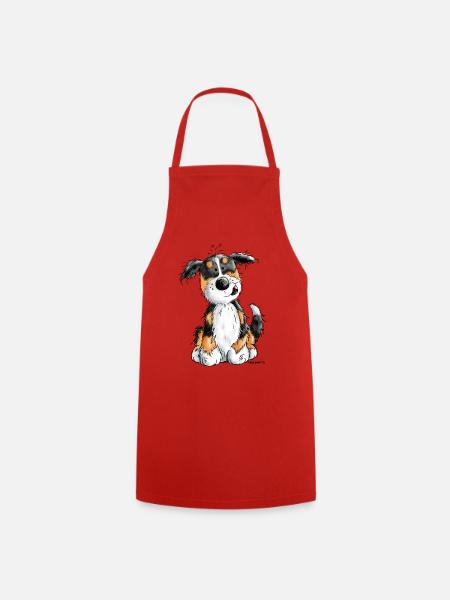 Kleiner Berner Sennenhund - Cartoon - Geschenk - Kochschürze - Rot