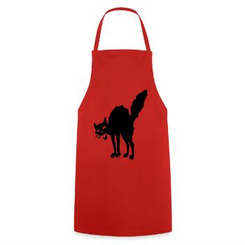 Black Cat and Red Cat - Cooking Apron - red - Front - AI Model Male 185 dark (185cm)
