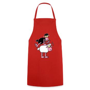 Mouton noir et saute-mouton - Tablier de cuisine - rouge - Devant - AI Model Male 185 dark (185cm)