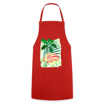 Palme Sonne Sommer Urlaub - Kochschürze - Rot - Vorne - AI Model Male 185 dark (185cm)