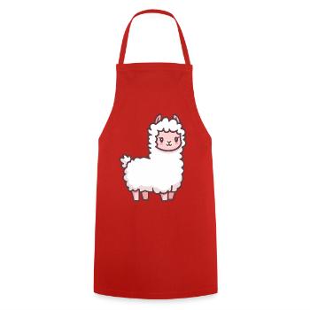 Cute Llama Cartoon - Cooking Apron - red - Front - AI Model Male 185 dark (185cm)