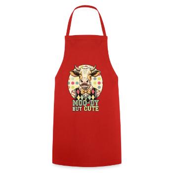 Moo-Dy But Cute Cow - Cooking Apron - red - Front - AI Model Male 185 dark (185cm)