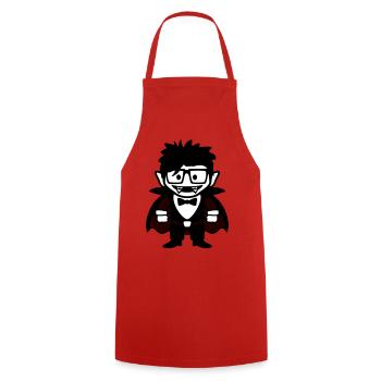Funny Nerd Vampire with Glasses and Bow Tie - Cooking Apron - red - Front - AI Model Male 185 dark (185cm)