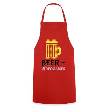 Jeux vidéo Pixel Beer - Tablier de cuisine - rouge - Devant - AI Model Male 185 dark (185cm)