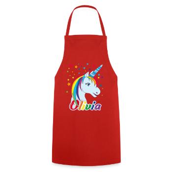 Unicorn Olivia Rainbow - Cooking Apron - red - Front - AI Model Male 185 dark (185cm)