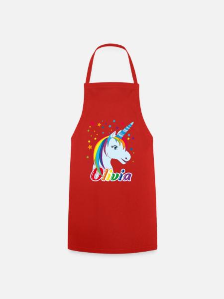 Einhorn Olivia Regenbogen  - Kochschürze - Rot