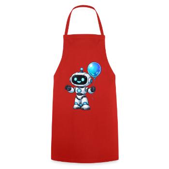 Small robot with balloon - Cooking Apron - red - Front - AI Model Male 185 dark (185cm)