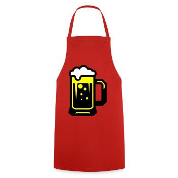 Icône du verre de bière - Tablier de cuisine - rouge - Devant - AI Model Male 185 dark (185cm)