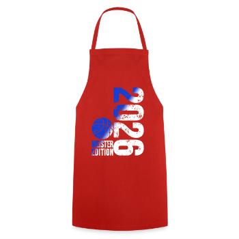 Basketball Master Shirt 2026, blue white - Cooking Apron - red - Front - AI Model Male 185 dark (185cm)
