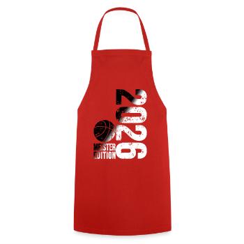Basketball Master Shirt 2026, black and white - Cooking Apron - red - Front - AI Model Male 185 dark (185cm)