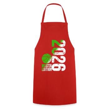 Basketball Champion Shirt 2026, green white - Cooking Apron - red - Front - AI Model Male 185 dark (185cm)