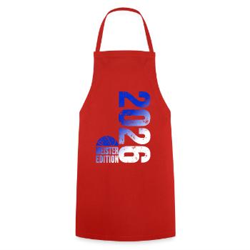 Basketball Master Shirt 2026, blue white - Cooking Apron - red - Front - AI Model Male 185 dark (185cm)