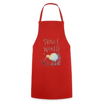 Travel around the world with a colorful bird - Cooking Apron - red - Front - AI Model Male 185 dark (185cm)