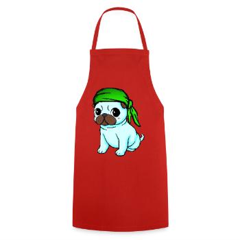 Bandana Mops - Kochschürze - Rot - Vorne - AI Model Male 185 dark (185cm)