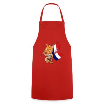 Croatian Fan Cat - Cooking Apron - red - Front - AI Model Male 185 dark (185cm)