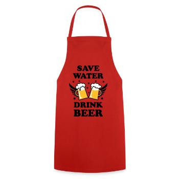 47 Save Water Drink Beer funny humor - Kochschürze - Rot - Vorne - AI Model Male 185 dark (185cm)