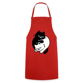 Chats Ying-Yang #2 - Tablier de cuisine - rouge - Devant - AI Model Male 185 dark (185cm)