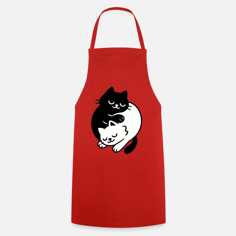 Ying-Yang Cats #2 - Cooking Apron - red