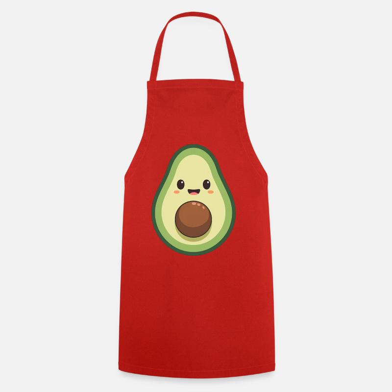 Kawaii Avocado - Cooking Apron - red