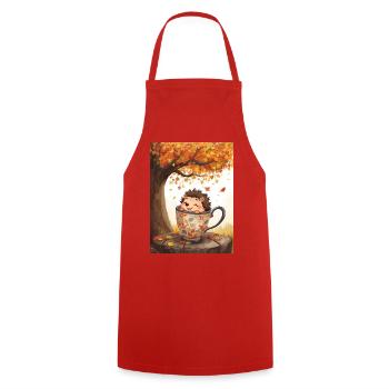 EC Hedgehog in Mug I Autumn I Holiday I Gift Idea - Cooking Apron - red - Front - AI Model Male 185 dark (185cm)
