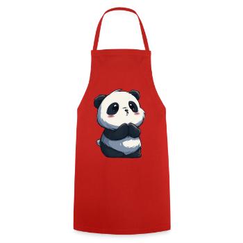 Innocent cute panda, adorable for lovers - Cooking Apron - red - Front - AI Model Male 185 dark (185cm)