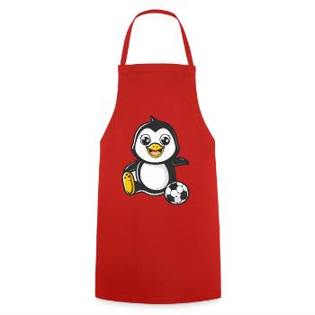 Penguin player with soccer ball - Cooking Apron - red - Front - AI Model Male 185 dark (185cm)