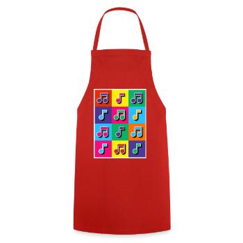 Pop-Art-Musiknoten Mosaik - Kochschürze - Rot - Vorne - AI Model Male 185 dark (185cm)