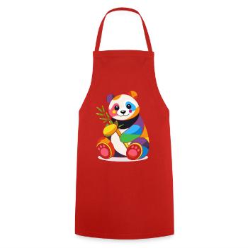 Bunter Panda mit Bambus – Fröhliches Design - Kochschürze - Rot - Vorne - AI Model Male 185 dark (185cm)