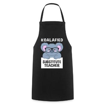 Vertretungslehrer Aushilfslehrer Ersatzlehrerin - Kochschürze - Schwarz - Vorne - AI Model Male 185 dark (185cm)