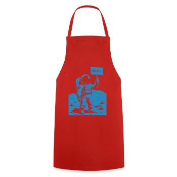 Astronaut on the moon holding a sign - Cooking Apron - red - Front - AI Model Male 185 dark (185cm)