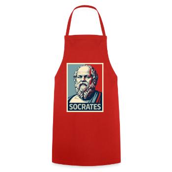 Sokrates Pop-Art-Porträt - Kochschürze - Rot - Vorne - AI Model Male 185 dark (185cm)