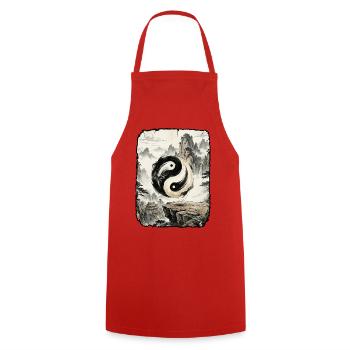Yin und Yang Geist - Kochschürze - Rot - Vorne - AI Model Male 185 dark (185cm)