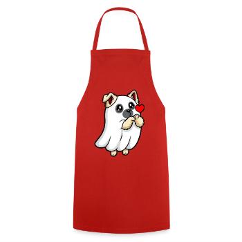 Eurasier | Fantôme Chiot Fantôme | Kawaii - Tablier de cuisine - rouge - Devant - AI Model Male 185 dark (185cm)