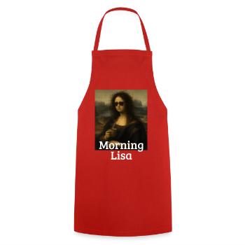 Bonjour Lisa Leonardo Da Vinci Drôle Joconde - Tablier de cuisine - rouge - Devant - AI Model Male 185 dark (185cm)