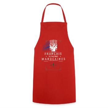 Francais De Racines Marocaines T-Shirt Cadeau H... - Tablier de cuisine - rouge - Devant - AI Model Male 185 dark (185cm)